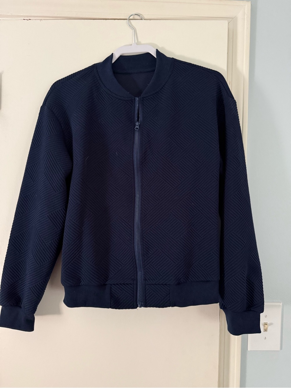 Navy Knit Zip Jacket
